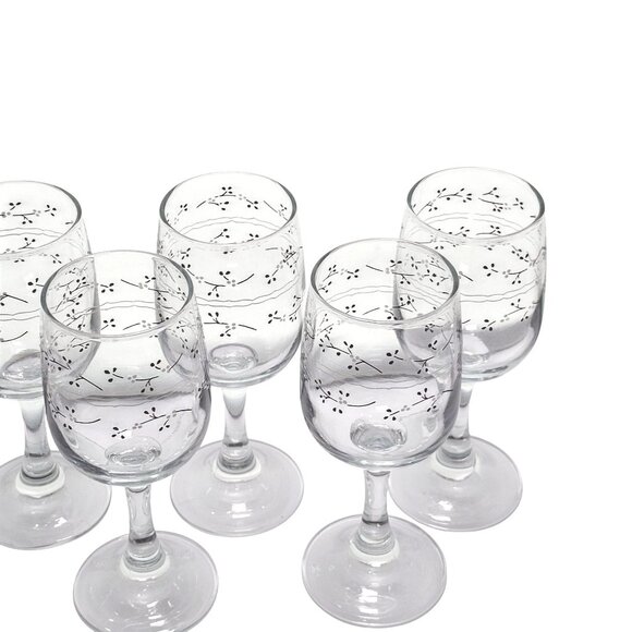 6 Anchor Hocking Hawthorn Goblets 6" wine glasses brown Country Accents 1980s - Picture 4 of 10